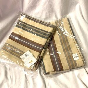 Pottery Barn Kash Stripe Natural Pillow Cover 24”x24” SET OF TWO